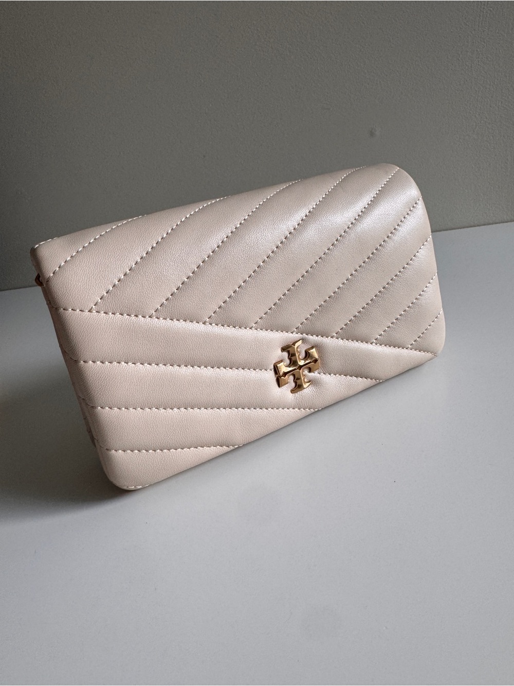 Tory Burch Kira Quilted Leather crossbody Cream